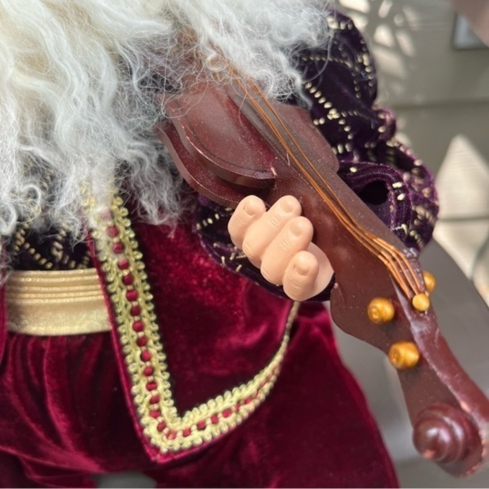 Costco Kirkland Velvet 14" Santa w/Fiddle Shelf Sitter Christmas Decor Mantel - Picture 15 of 16